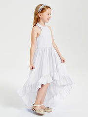 Boho Junior Bridesmaid Dresses Asymmetrical Cascading Skirt White