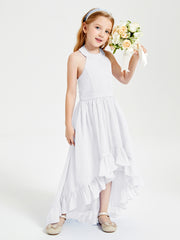 Boho Junior Bridesmaid Dresses Asymmetrical Cascading Skirt White