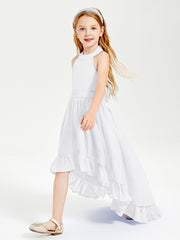 Boho Junior Bridesmaid Dresses Asymmetrical Cascading Skirt White