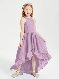 Boho Junior Bridesmaid Dresses Asymmetrical Cascading Skirt Wisteria