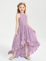 Boho Junior Bridesmaid Dresses Asymmetrical Cascading Skirt Wisteria
