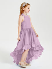 Boho Junior Bridesmaid Dresses Asymmetrical Cascading Skirt Wisteria