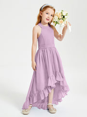 Boho Junior Bridesmaid Dresses Asymmetrical Cascading Skirt Wisteria