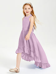 Boho Junior Bridesmaid Dresses Asymmetrical Cascading Skirt Wisteria