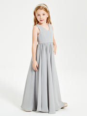Elegant Sleeveless Junior Bridesmaid Dresses Silver