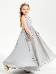 Elegant Sleeveless Junior Bridesmaid Dresses Silver