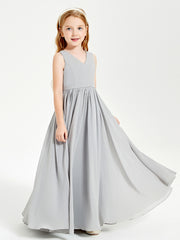 Elegant Sleeveless Junior Bridesmaid Dresses Silver