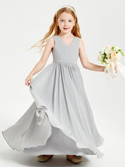 Elegant Sleeveless Junior Bridesmaid Dresses Silver