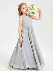 Elegant Sleeveless Junior Bridesmaid Dresses Silver