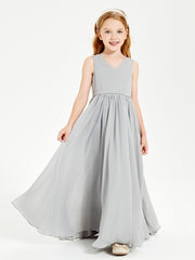 Elegant Sleeveless Junior Bridesmaid Dresses Silver