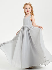 Elegant Sleeveless Junior Bridesmaid Dresses Silver