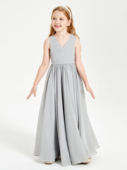 Elegant Sleeveless Junior Bridesmaid Dresses Silver