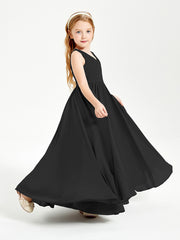Elegant Sleeveless Junior Bridesmaid Dresses Black