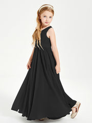Elegant Sleeveless Junior Bridesmaid Dresses Black