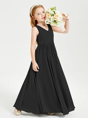 Elegant Sleeveless Junior Bridesmaid Dresses Black