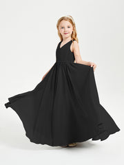 Elegant Sleeveless Junior Bridesmaid Dresses Black