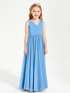 Elegant Sleeveless Junior Bridesmaid Dresses Blue