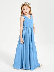 Elegant Sleeveless Junior Bridesmaid Dresses Blue