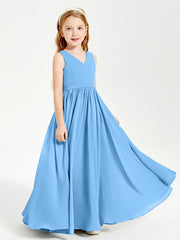 Elegant Sleeveless Junior Bridesmaid Dresses Blue