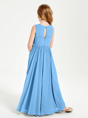 Elegant Sleeveless Junior Bridesmaid Dresses Blue