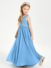 Elegant Sleeveless Junior Bridesmaid Dresses Blue