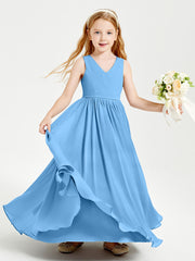 Elegant Sleeveless Junior Bridesmaid Dresses Blue