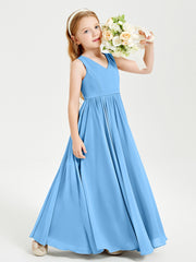 Elegant Sleeveless Junior Bridesmaid Dresses Blue
