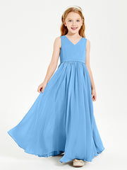 Elegant Sleeveless Junior Bridesmaid Dresses Blue