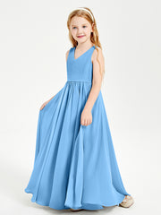 Elegant Sleeveless Junior Bridesmaid Dresses Blue