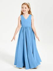 Elegant Sleeveless Junior Bridesmaid Dresses Blue