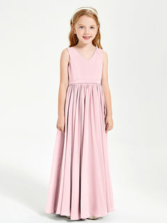 Elegant Sleeveless Junior Bridesmaid Dresses Blushing Pink