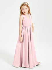 Elegant Sleeveless Junior Bridesmaid Dresses Blushing Pink