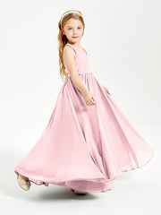Elegant Sleeveless Junior Bridesmaid Dresses Blushing Pink