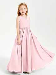 Elegant Sleeveless Junior Bridesmaid Dresses Blushing Pink