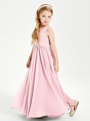 Elegant Sleeveless Junior Bridesmaid Dresses Blushing Pink