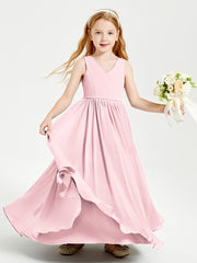 Elegant Sleeveless Junior Bridesmaid Dresses Blushing Pink