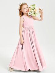Elegant Sleeveless Junior Bridesmaid Dresses Blushing Pink