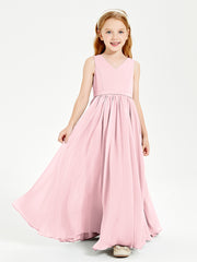 Elegant Sleeveless Junior Bridesmaid Dresses Blushing Pink