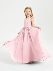 Elegant Sleeveless Junior Bridesmaid Dresses Blushing Pink