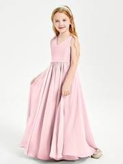 Elegant Sleeveless Junior Bridesmaid Dresses Blushing Pink