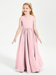 Elegant Sleeveless Junior Bridesmaid Dresses Blushing Pink