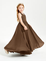 Elegant Sleeveless Junior Bridesmaid Dresses Brown