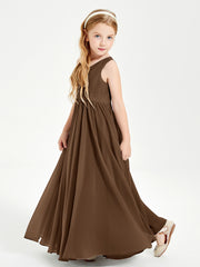Elegant Sleeveless Junior Bridesmaid Dresses Brown