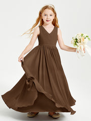 Elegant Sleeveless Junior Bridesmaid Dresses Brown