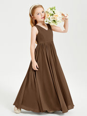 Elegant Sleeveless Junior Bridesmaid Dresses Brown