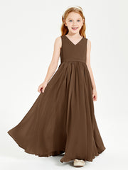 Elegant Sleeveless Junior Bridesmaid Dresses Brown