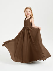 Elegant Sleeveless Junior Bridesmaid Dresses Brown