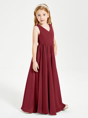Elegant Sleeveless Junior Bridesmaid Dresses Burgundy