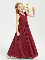 Elegant Sleeveless Junior Bridesmaid Dresses Burgundy