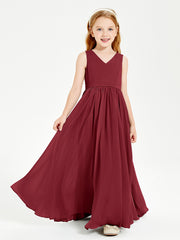 Elegant Sleeveless Junior Bridesmaid Dresses Burgundy